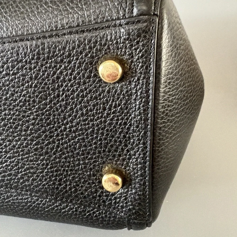 Coach Purse Brooke Chain Carryall Black Polished Pebble Leather EXCELLENT!